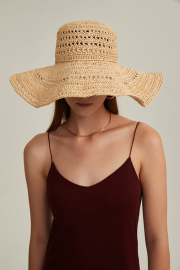 Raffia Embroidery Bucket Hat—HH001NA