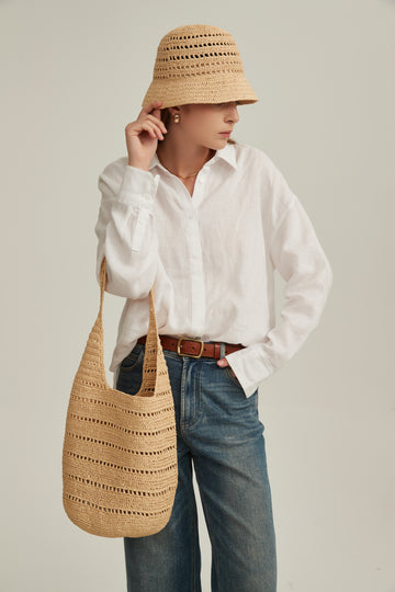 Raffia Shoulder Bag—BS001NA