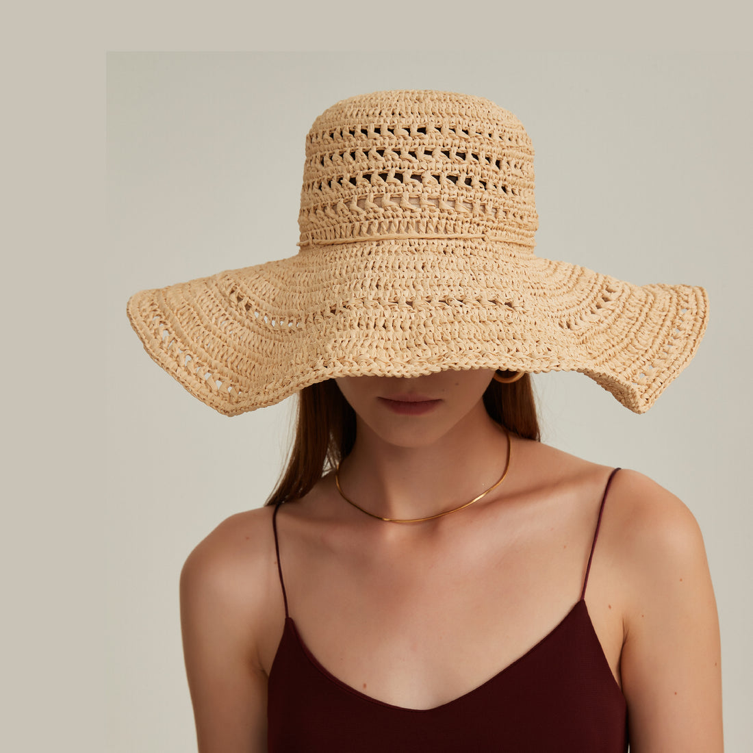 Raffia Embroidery Bucket Hat—HH001NA