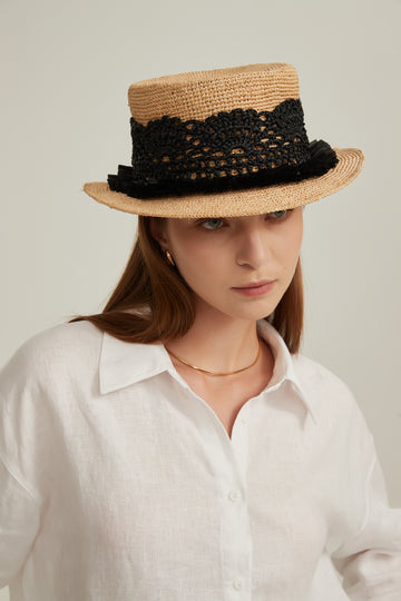 Raffia Top Hat-HT001NABL