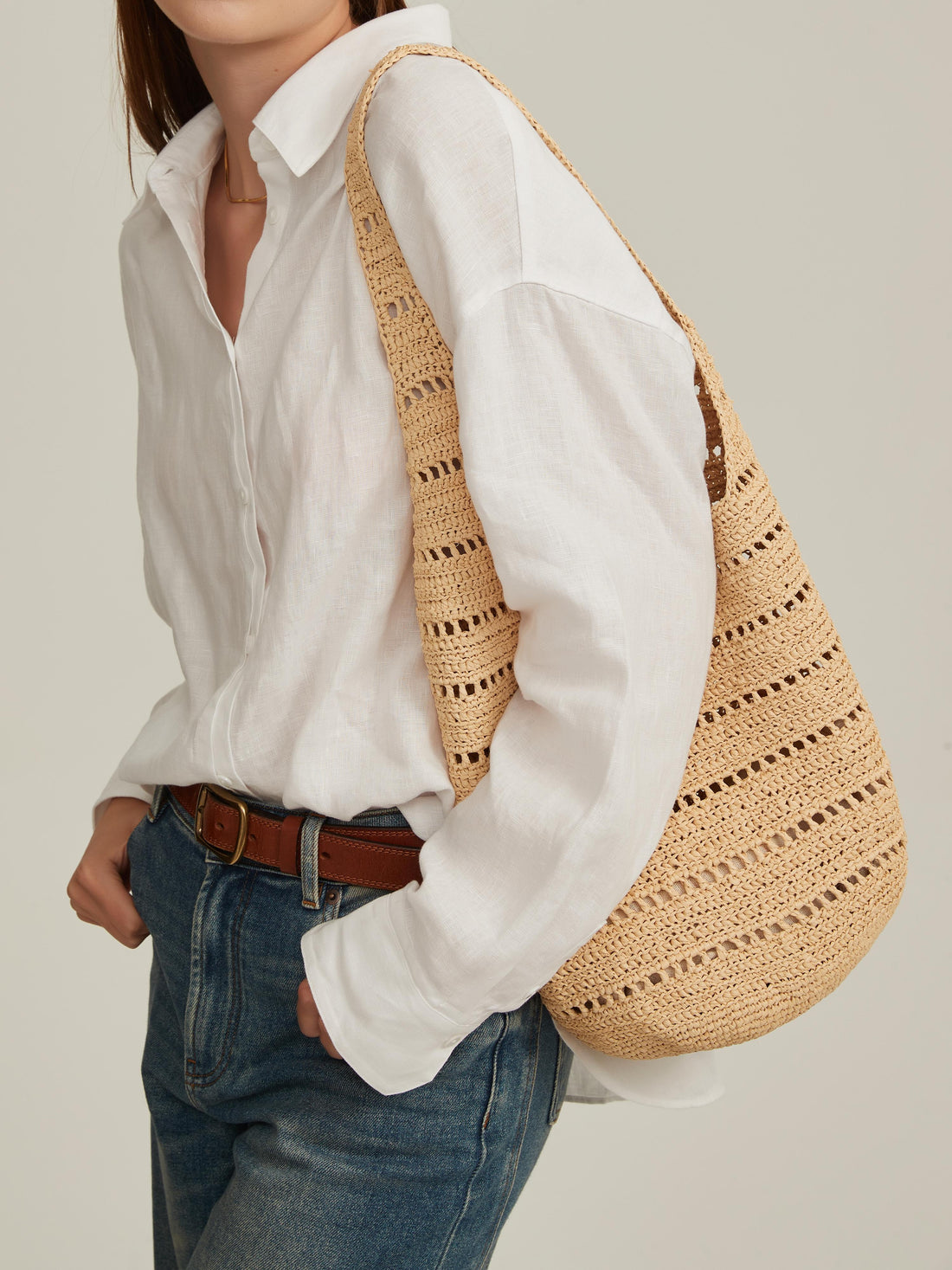 Raffia Shoulder Bag—BS001NA