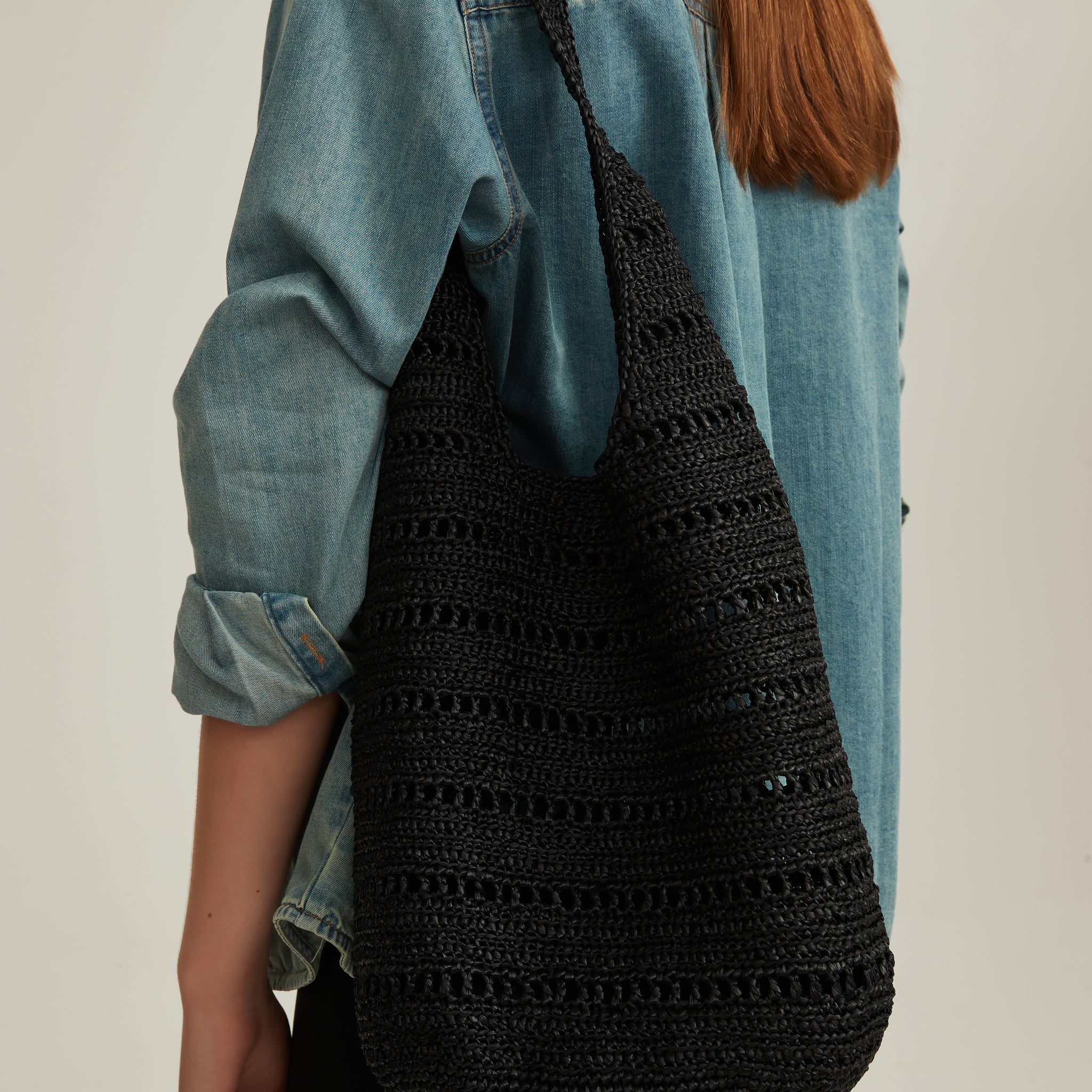 Raffia Shoulder Bag—BS001BL